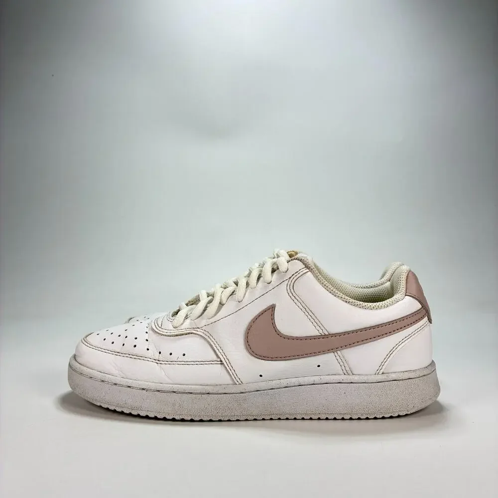 Nike Court Vision Low Next Nature White Pink Oxford Sneakers Shoes Womens Sz 8.5